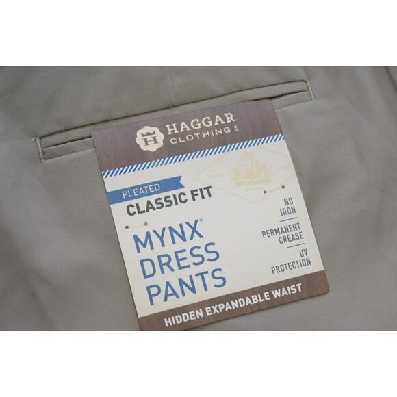Haggar Dress Pants Classic Fit Performance Flex Beige Mens Size 32 x 30 NWT - Picture 7 of 8